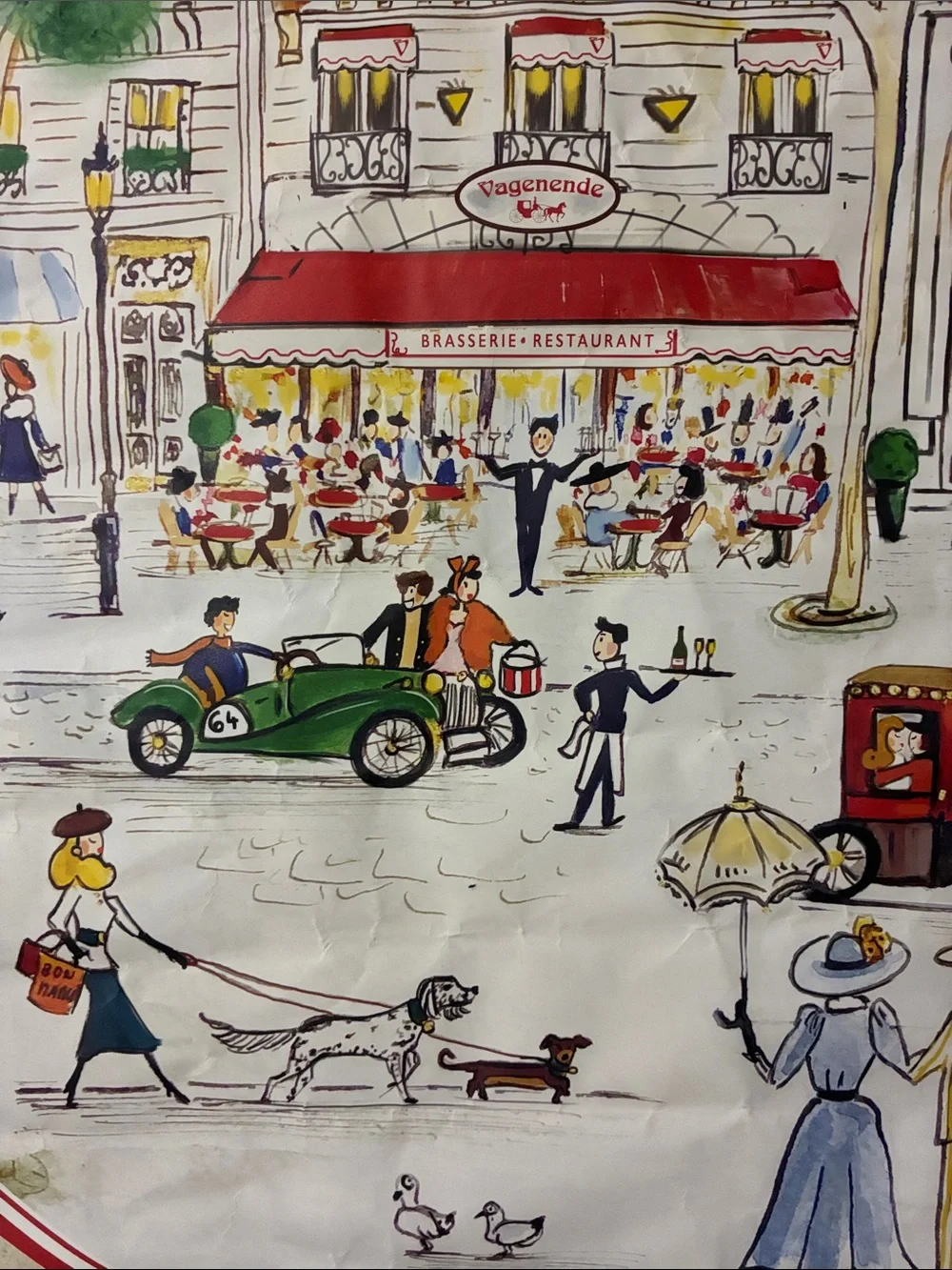 Paris Brasserie Wall Art - Red, Green, White